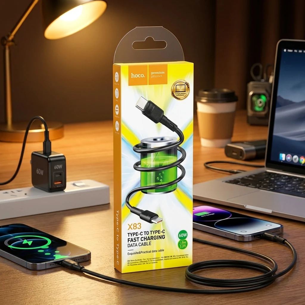 Кабель Type-C - Type-C 1.0м Hoco X83 60W/3A