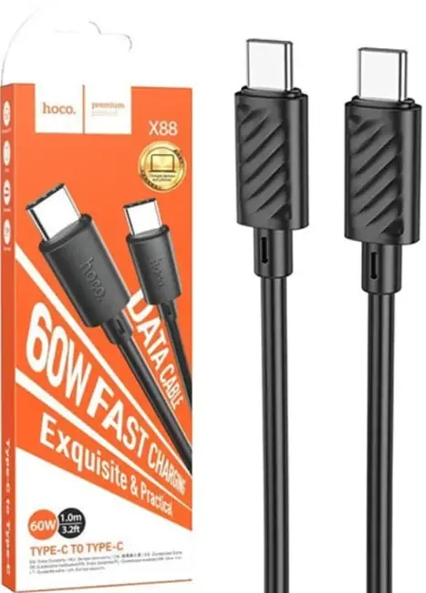 Кабель Type-C - Type-C 1.0м Hoco X88 Gratified 60W — фото 2