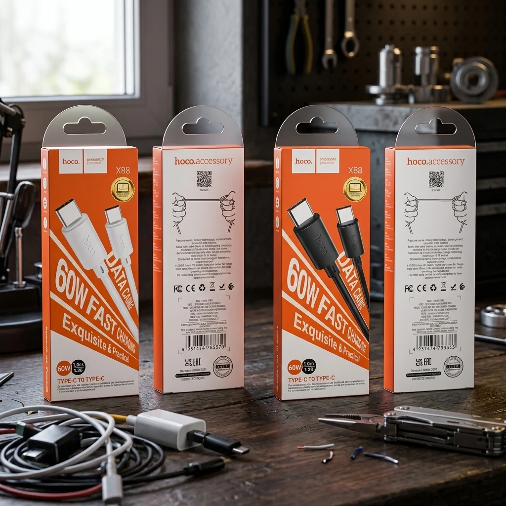 Кабель Type-C - Type-C 1.0м Hoco X88 Gratified 60W