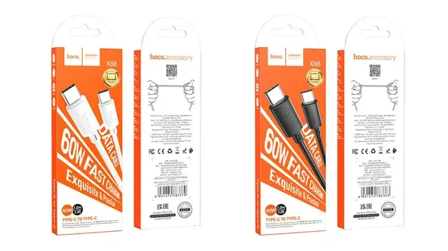 Кабель Type-C - Type-C 1.0м Hoco X88 Gratified 60W