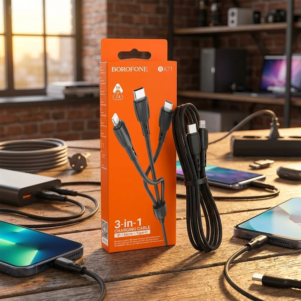 Кабель USB 3в1 Lightning/Micro/Type-C 1.0м Borofone BX71