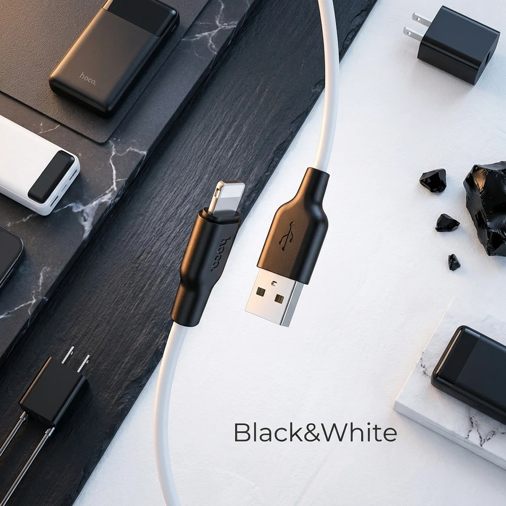 Кабель USB Lightning 1.0м Hoco X21 Plus Black+White