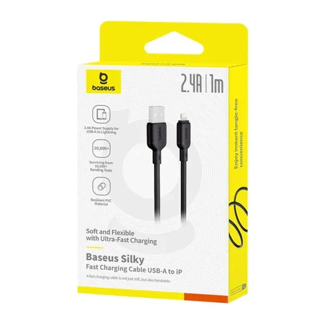 Кабель USB Lightning Baseus Silky Series Fast Charging 2.4A (1m) black — фото 2