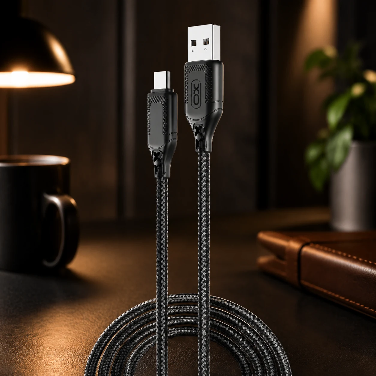 кабель XO NB235 Zebra Series Braided USB-A to Micro - 1m (Чорний) — Мобільна техніка
