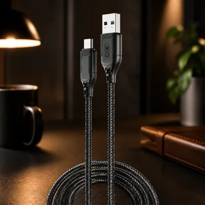 кабель XO NB235 Zebra Series Braided USB-A to Micro - 1m (Чорний)