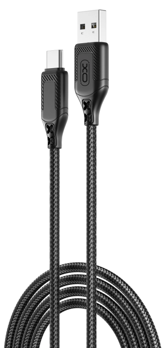 кабель XO NB235 Zebra Series Braided USB-A to Type-C - 1m (Чорний) — фото 2