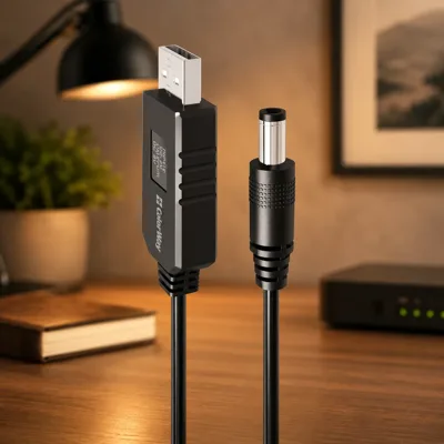 Кабель живлення USB to DC 5.5x2.5mm 9V 1.0m black ColorWay (CW-CBUD066-BK)