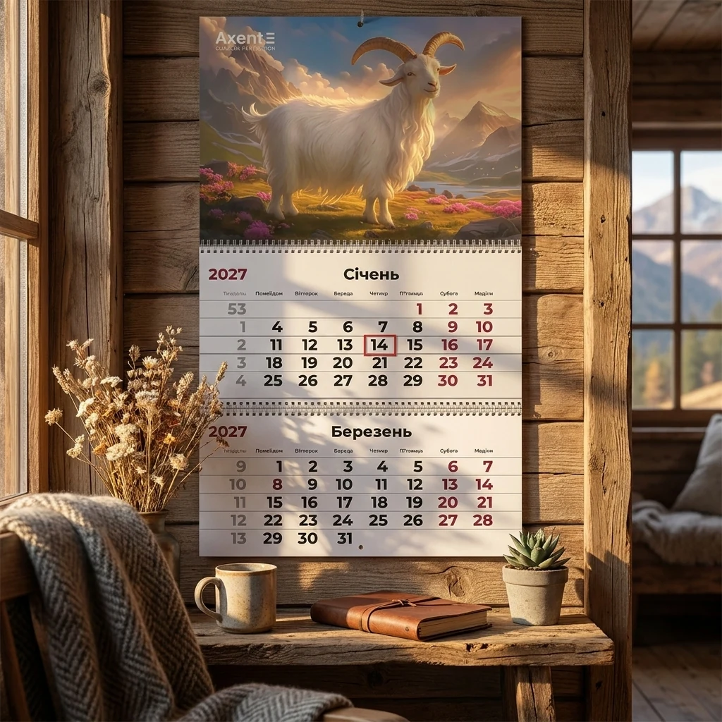 Календар настінний квартальний 297*630мм "Goat 3" Axent