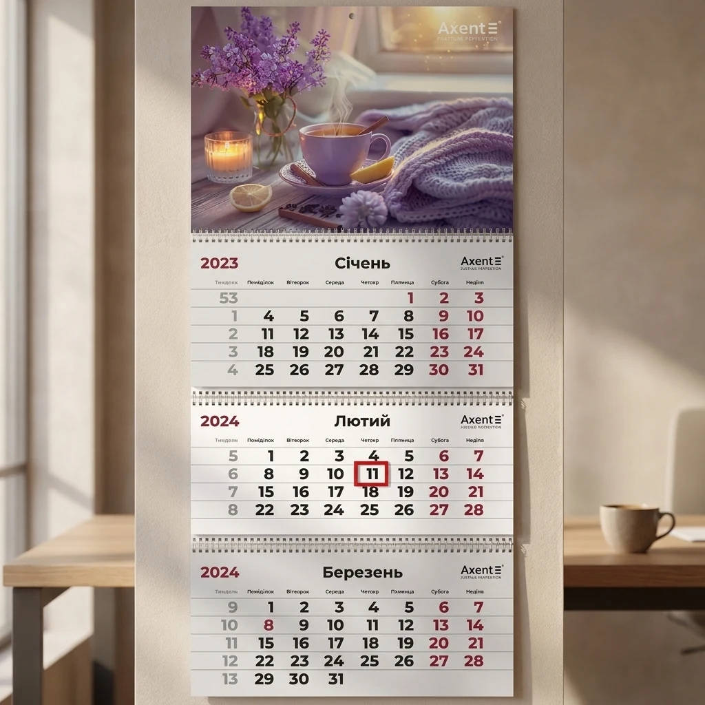 Календар настінний квартальний 297*630мм "Hygge 1" Axent