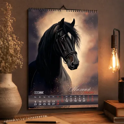 Календар настінний А3 2026 рік Buromax 1 пружина Horses BM.210601