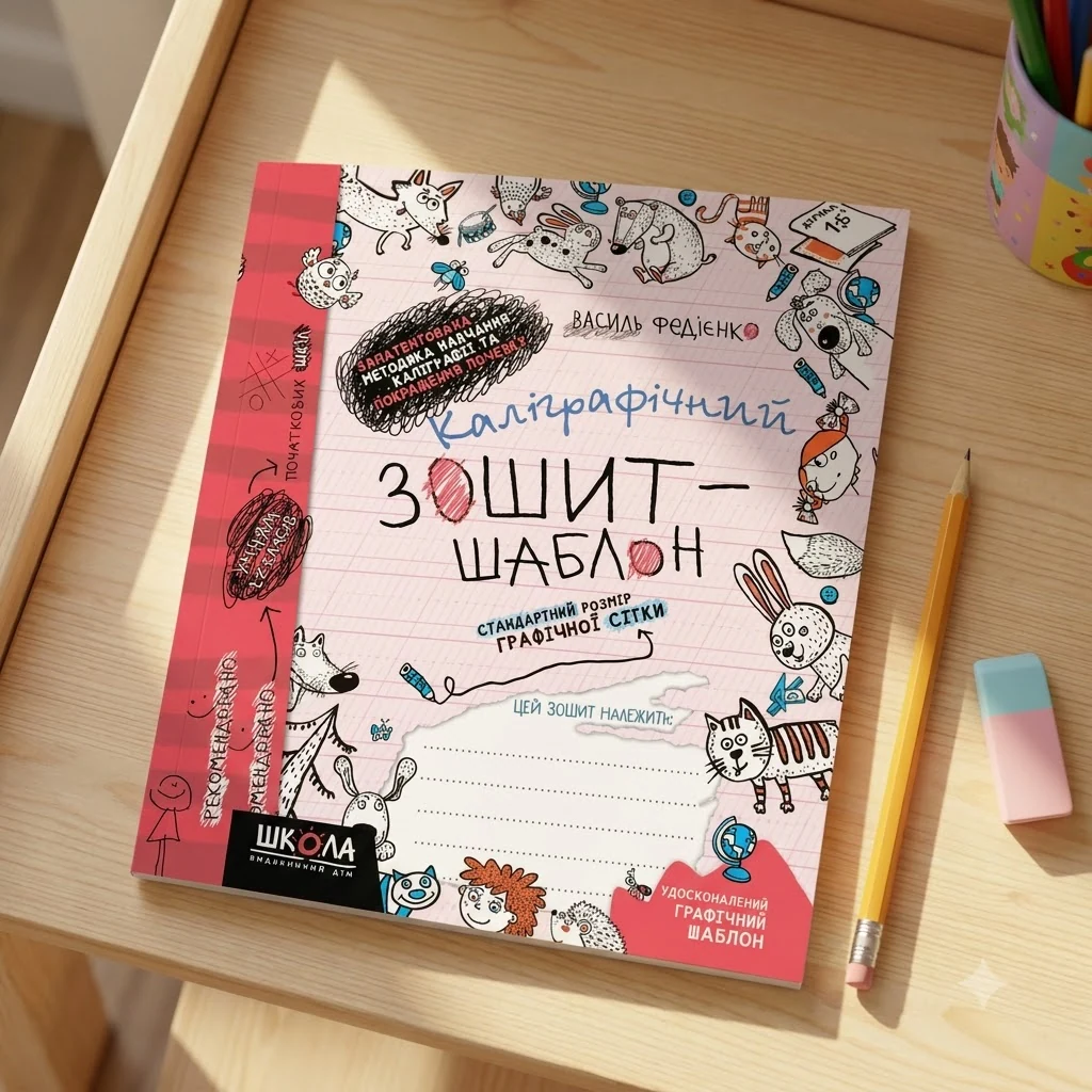 Каліграфічний зошит-шаблон. Стандартний розмір графічної сітки. Федієнко В. Школа