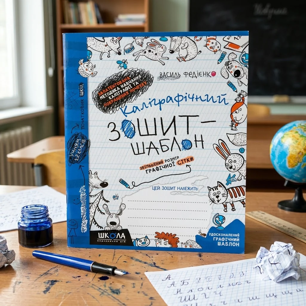 Каліграфічний зошит-шаблон. Збільшений розмір графічної сітки. Федієнко. Школа