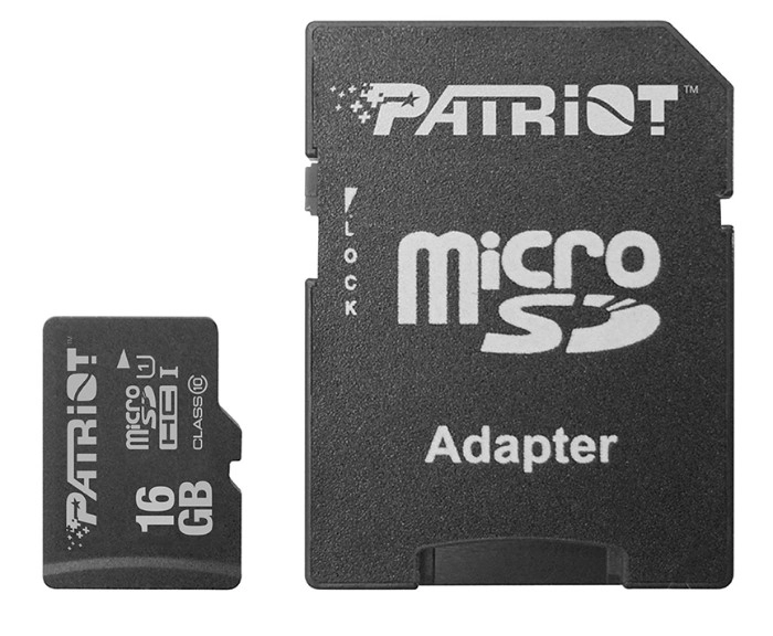 Карта памяти MicroSDHC 16GB UHS-I Class 10 Patriot LX + SD-adapter (PSF16GMCSDHC10) — фото 2