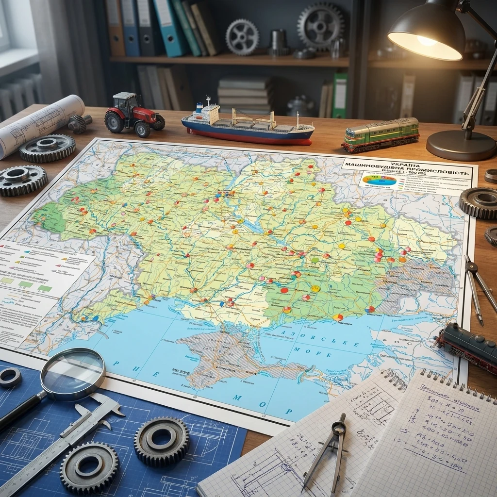 Карта України. Машинобудування М1: 850 000  160*110 ламінація/планки