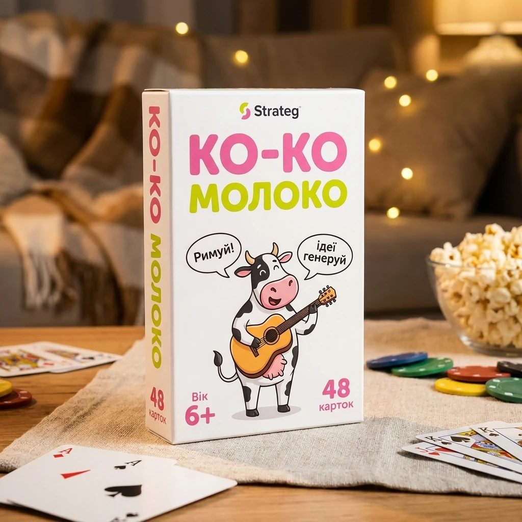 Карткова гра Strateg Ко-ко Молоко розважальна українською мовою 30386 — Настільні ігри