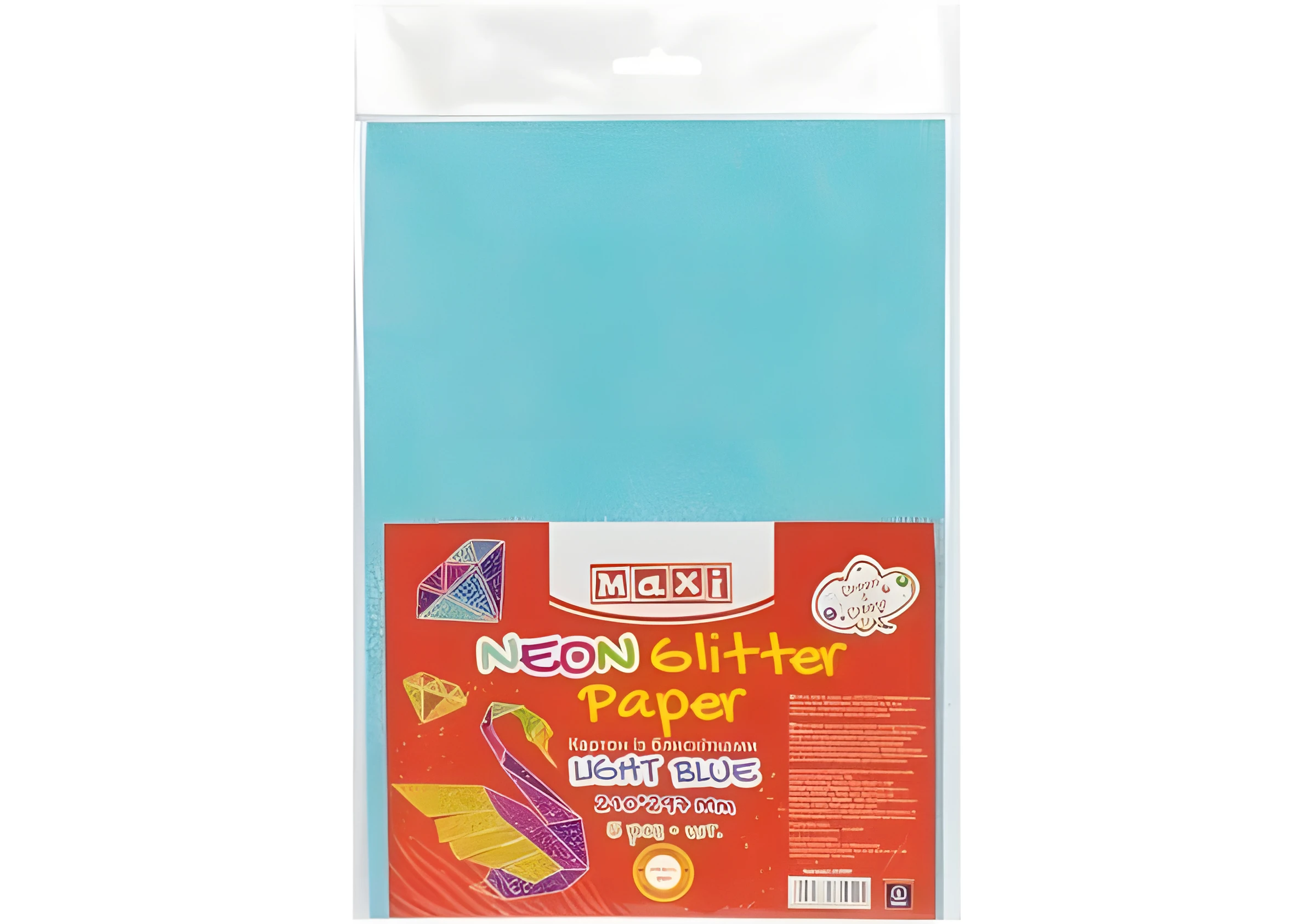 Картон А4 з блискітками НЕОН 290х10 г/м 2 небесний блакитний
