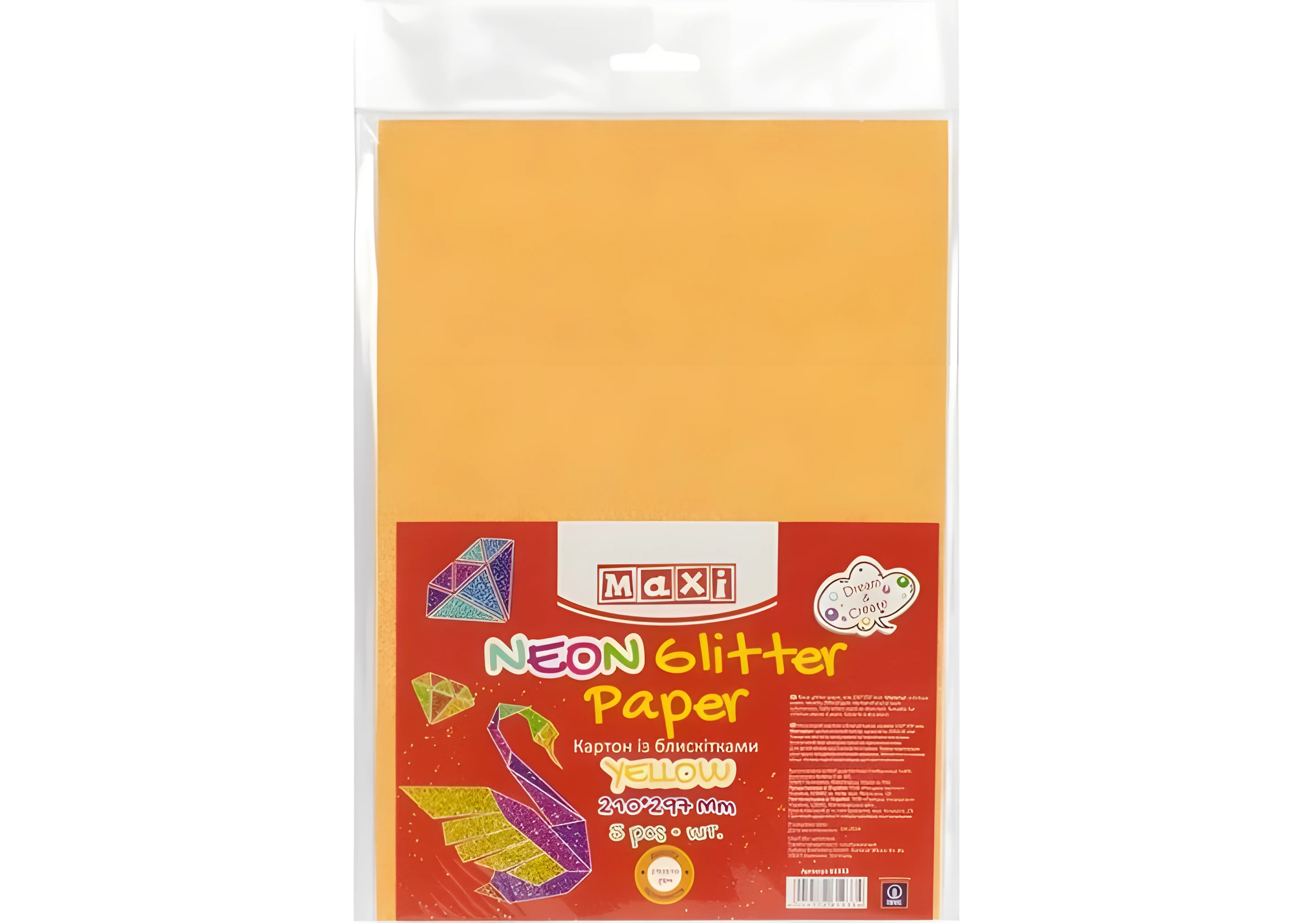 Картон А4 з блискітками НЕОН 290х10 г/м 2 соковитий морквяний