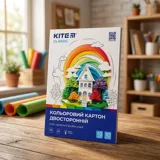 Картон кольоровий двосторонній А4 Kite 10аркушів 10 кольорів HK-2 HK24-255-2 — фото 1