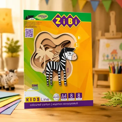 Картон кольоровий двосторонній А4 8 кол 8 арк 200г/м2 KIDS Line ZB.1959