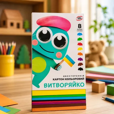 Картон кольоровий двосторонній А4 Офіс Центр 8 кольорів 200г/м2 ОС-5502