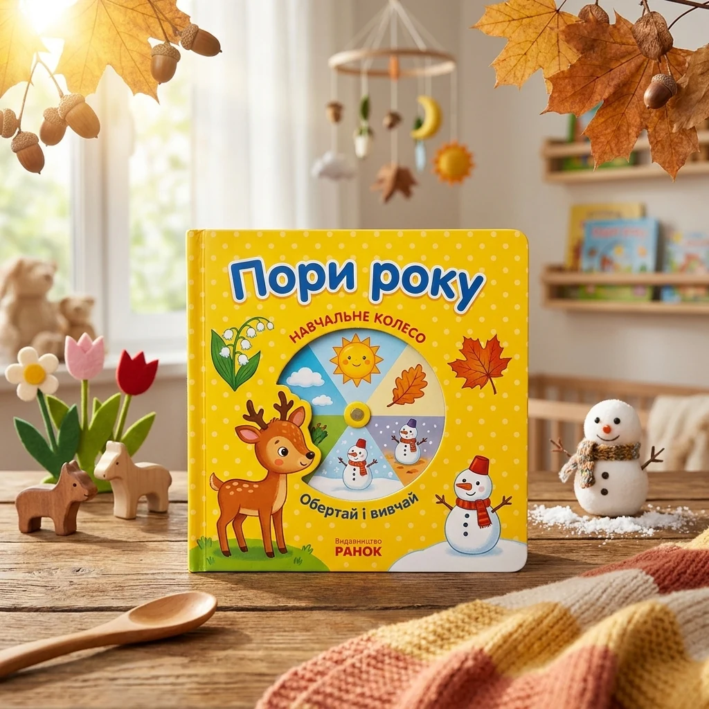 Картонка 17х17. Навчальне колесо. Пори року