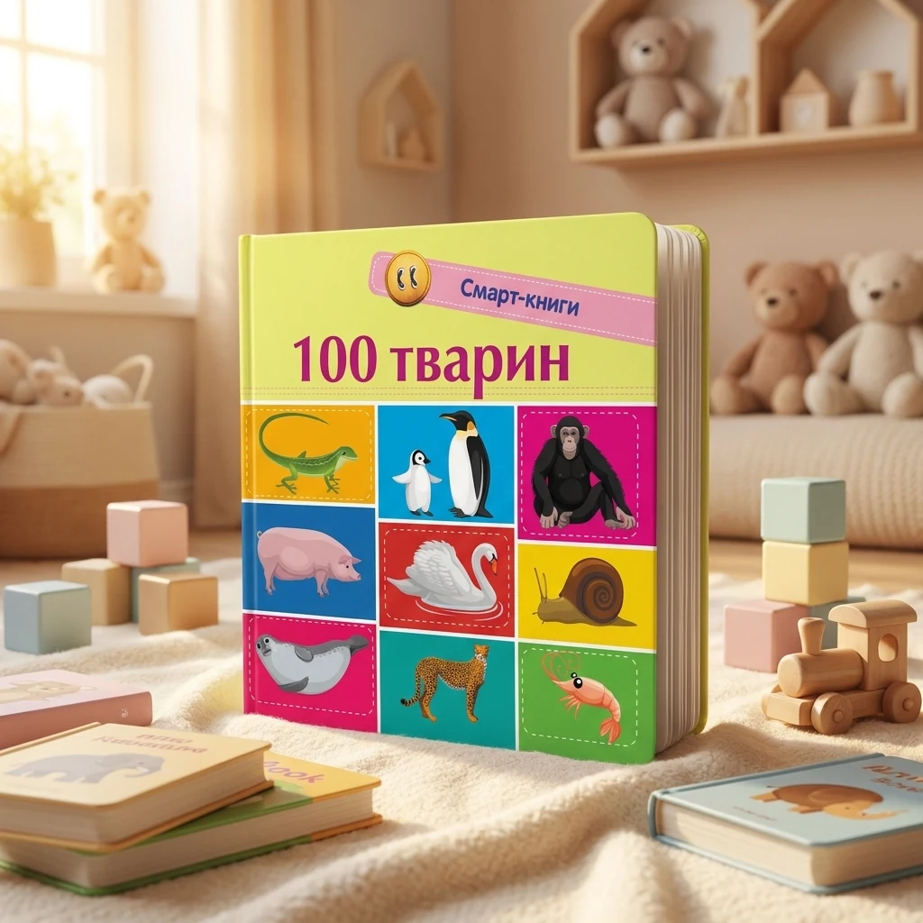 Картонка. Смарт-книги. 100 тварин