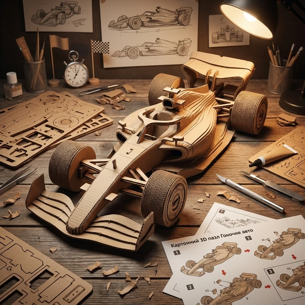 Картонний 3D пазл "Гоночне авто"
