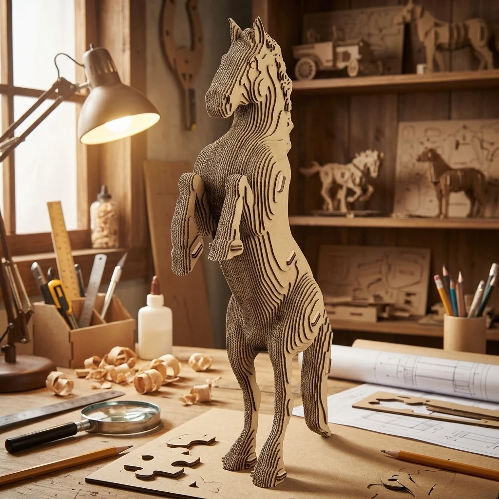 Картонний 3D пазл "Кінь"