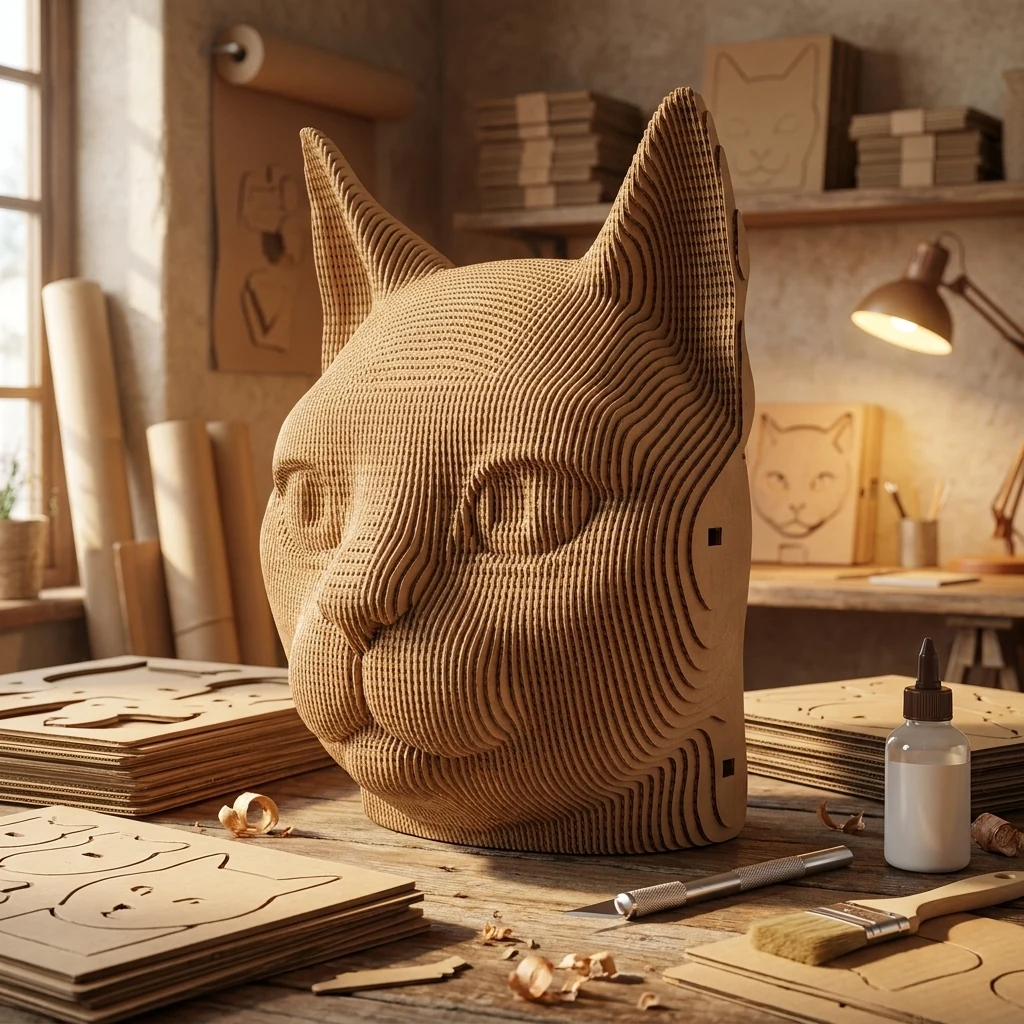 Картонний 3D пазл "Кіт"