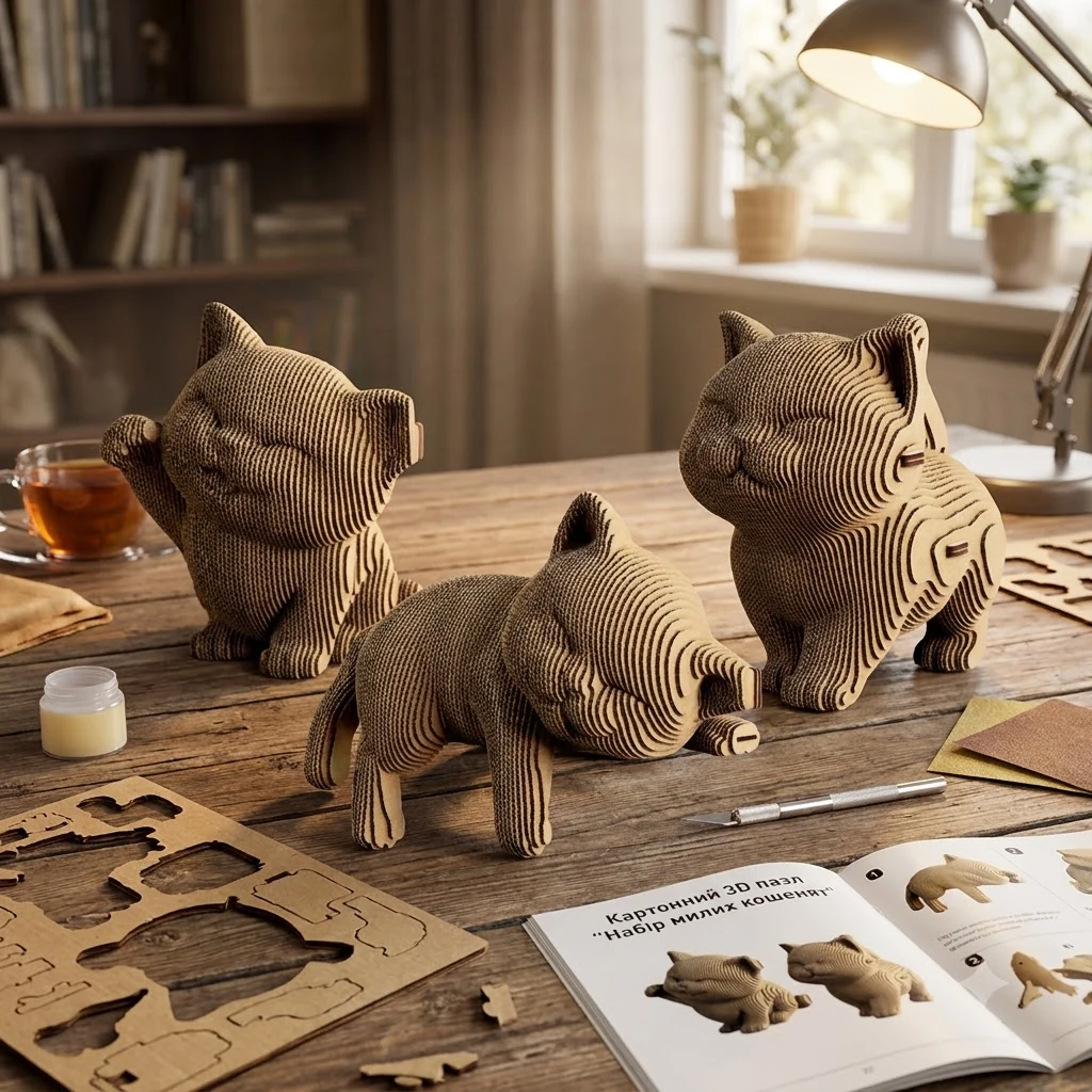 Картонний 3D пазл "Набір милих кошенят"