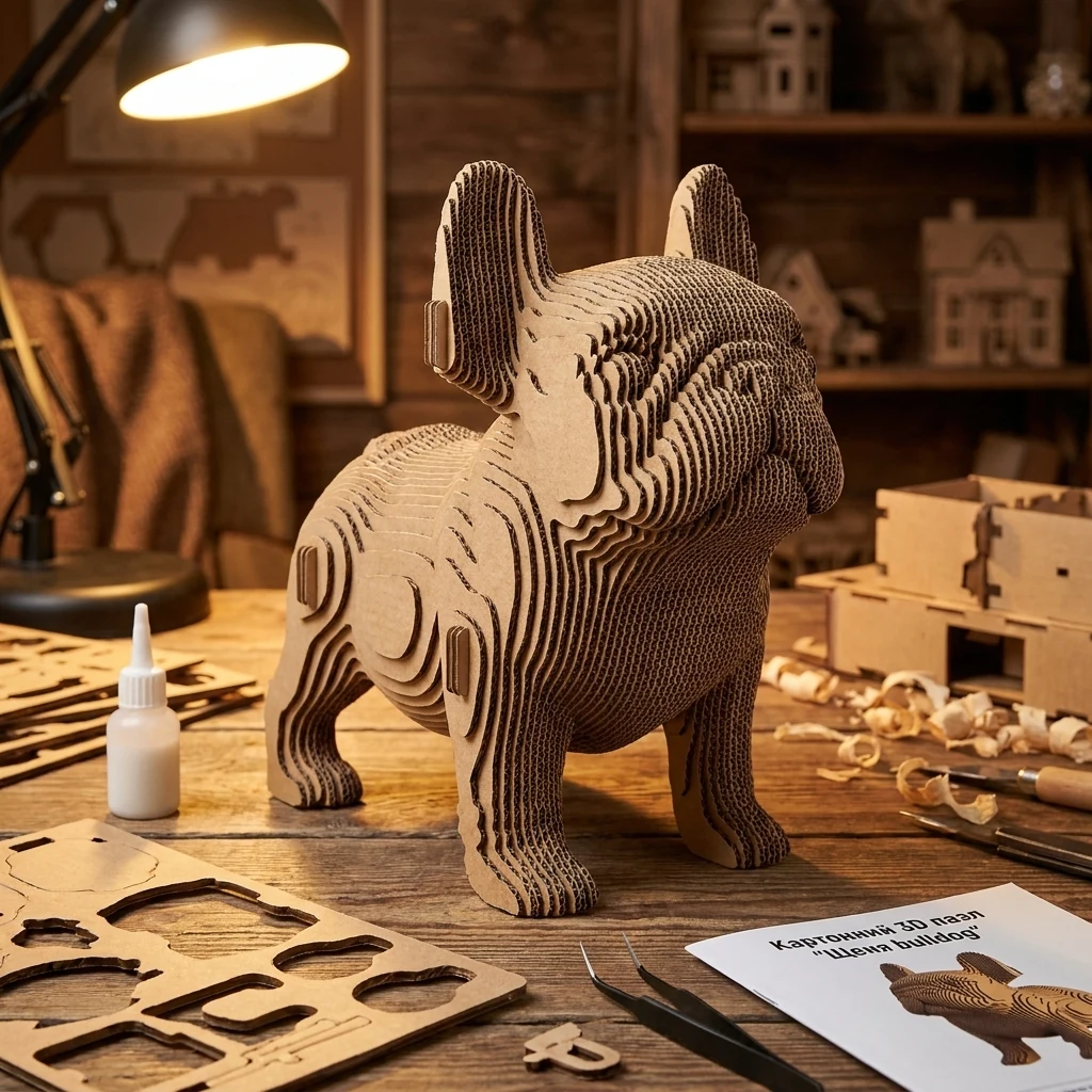 Картонний 3D пазл "Щеня bulldog"