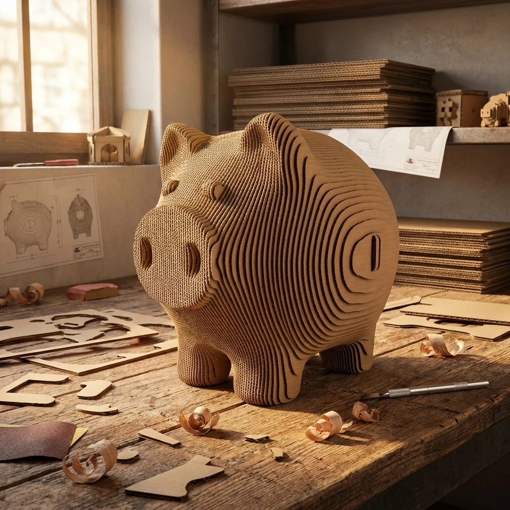 Картонний 3D пазл "Свинка-скарбничка"