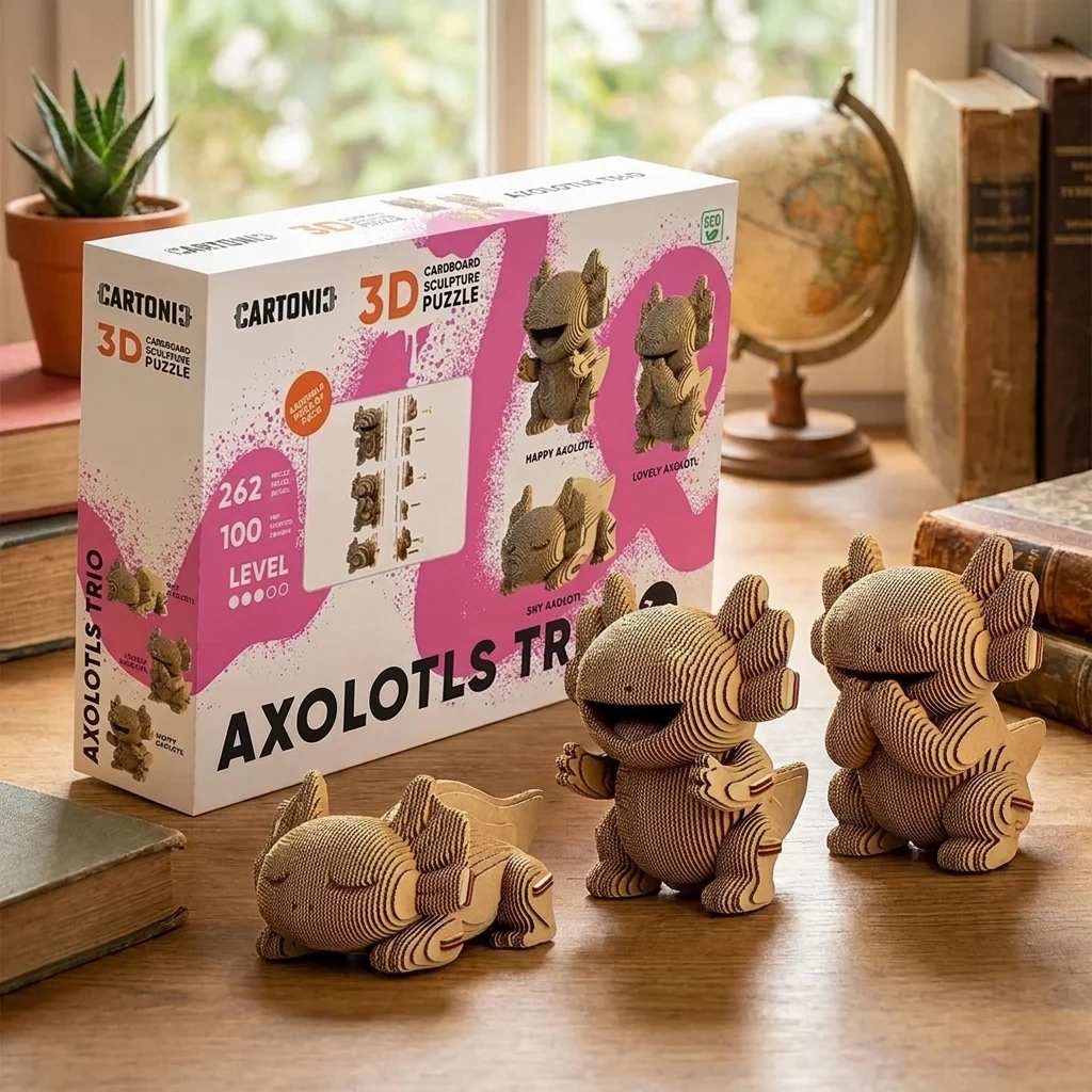 Картонний конструктор Cartonic 3D Puzzle Axolotls Ttrio