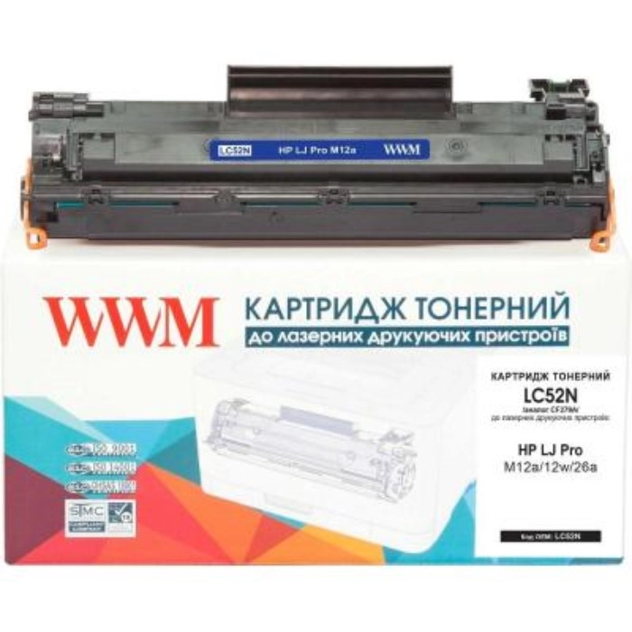 Картридж тон. WWM для HP LJ Pro M12a/12w/26a аналог CF279A Black ( 1000 копій) (LC52N) — фото 2