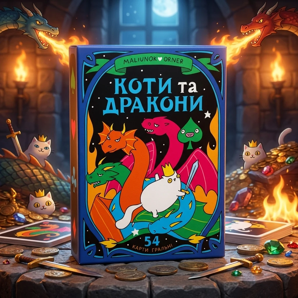 Карти гральні "Maliunok"Коти та Дракони" 54 карти