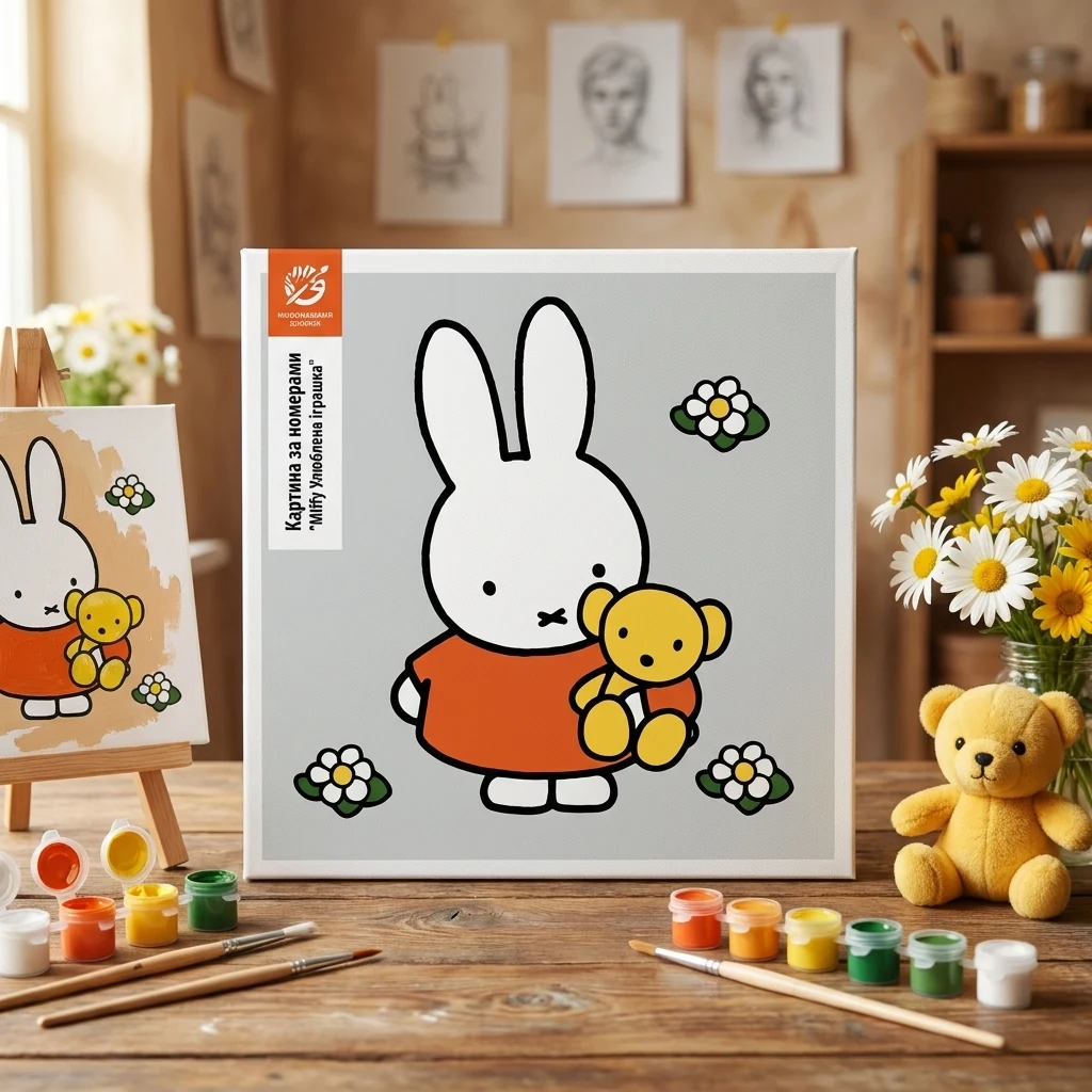 Картина за номерами 25*25 см "Miffy Улюблена іграшка" акрил