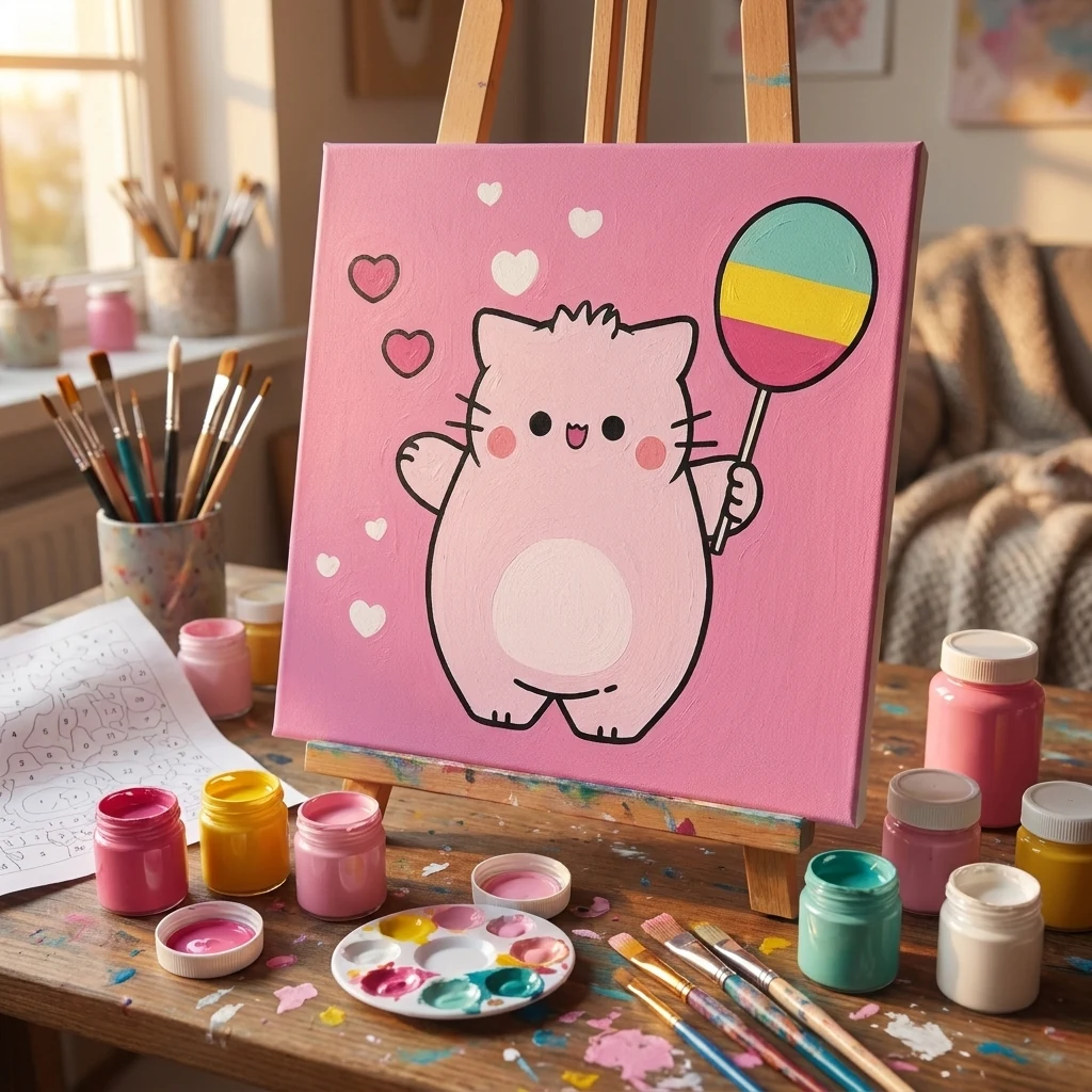 Картина за номерами 25*25 см "Pembe the Cat. Balloon" акрил