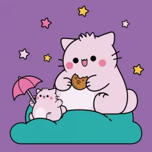 Картина за номерами 25*25 см "Pembe the Cat. Delicious cookies" акрил