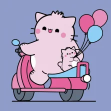 Картина за номерами 25*25 см "Pembe the Cat. Котик на скутері" акрил