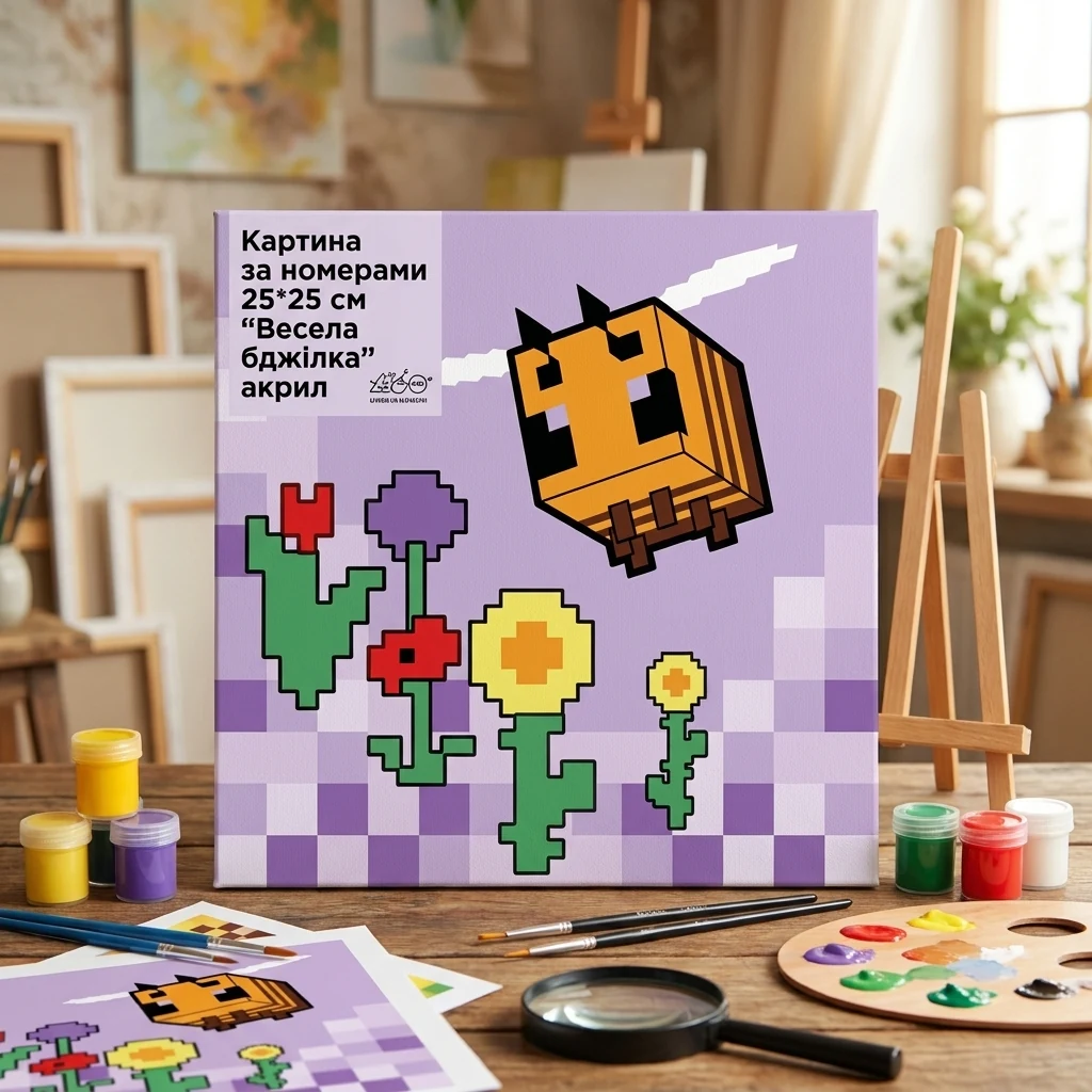 Картина за номерами 25*25 см "Весела бджілка" акрил