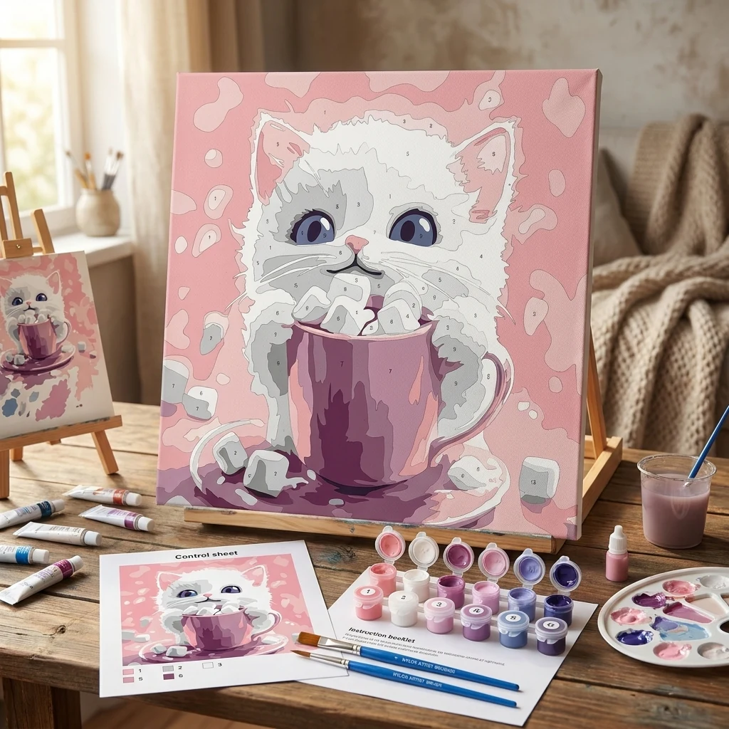 Картина за номерами 30*30 см "Какао для котика"