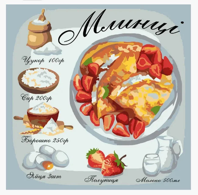 Картина за номерами 30*30 см на ґрунтованому ДВП без коробки Млинці