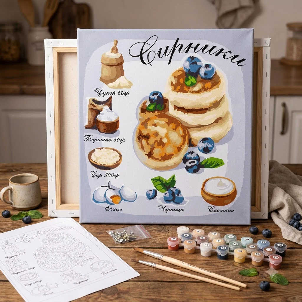 Картина за номерами 30*30 см на ґрунтованому ДВП без коробки Сирники