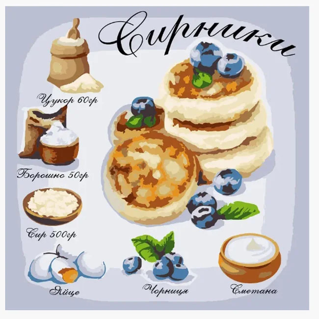 Картина за номерами 30*30 см на ґрунтованому ДВП без коробки Сирники