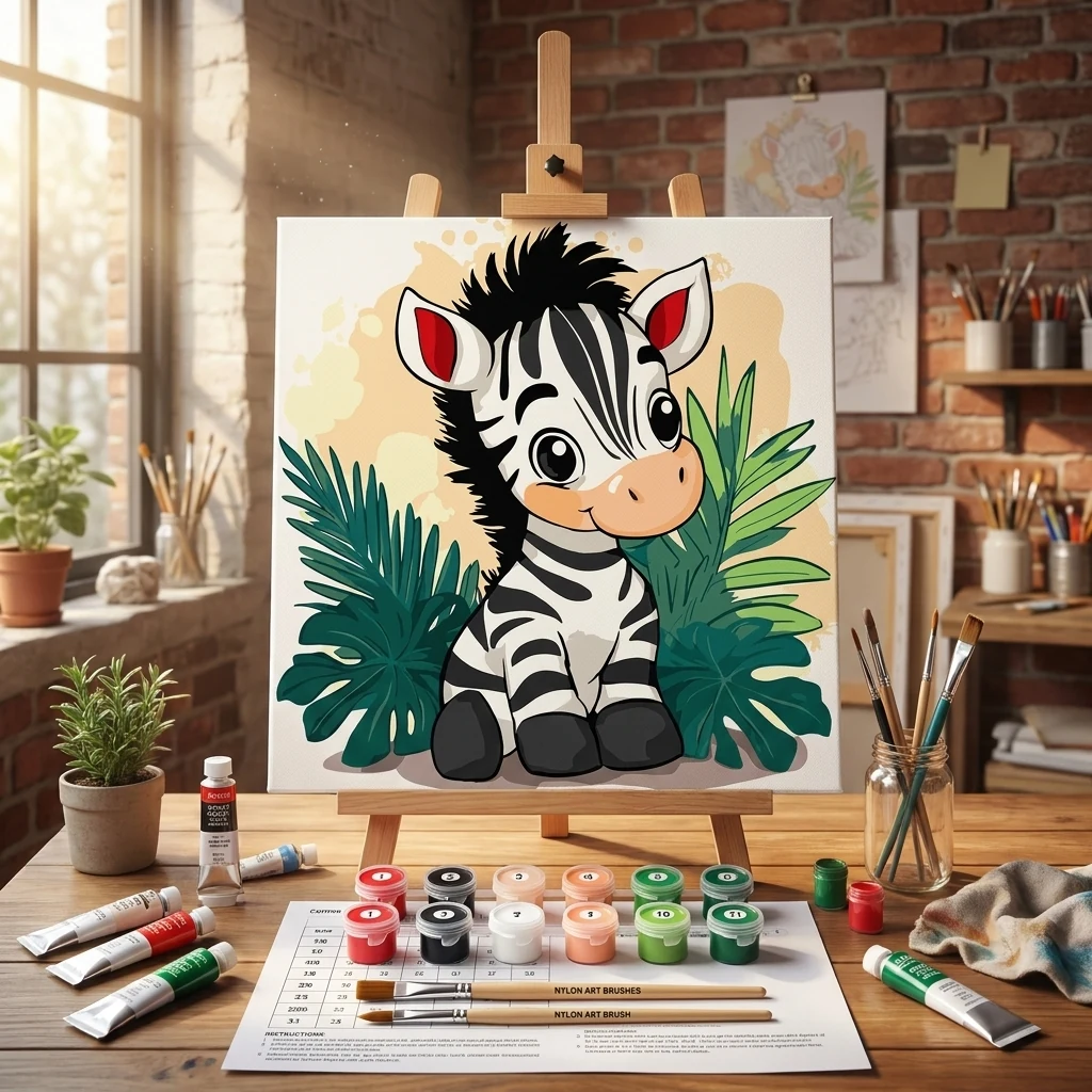 Картина за номерами 30*30 см "Весела зебра"