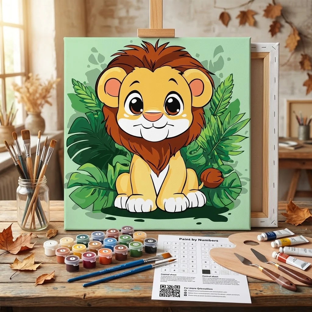 Картина за номерами 30*30 см "Веселе левеня"