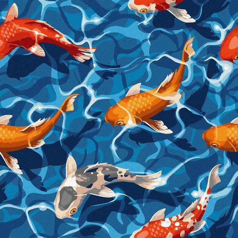 Картина за номерами 40*40 см "Японські карпи"