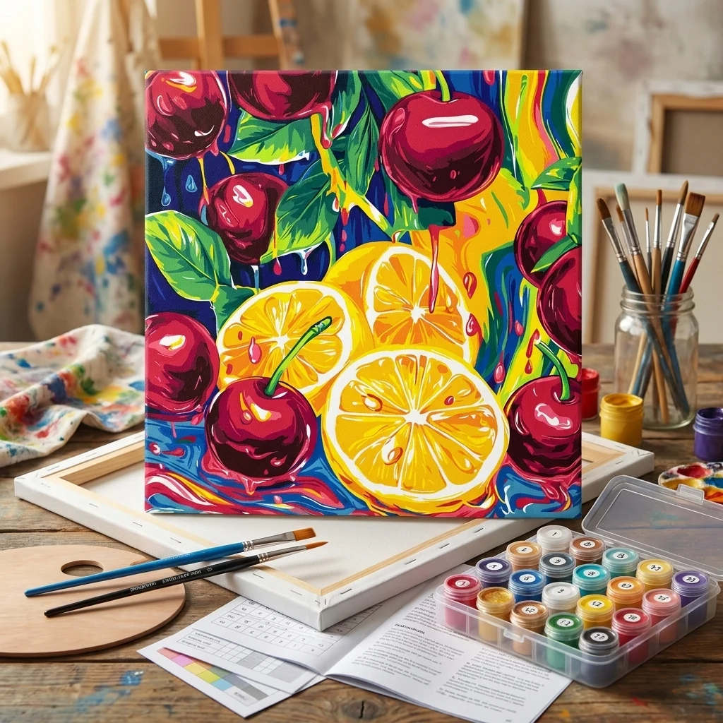 Картина за номерами 40*40 см "Соковита насолода з фарбами металік"