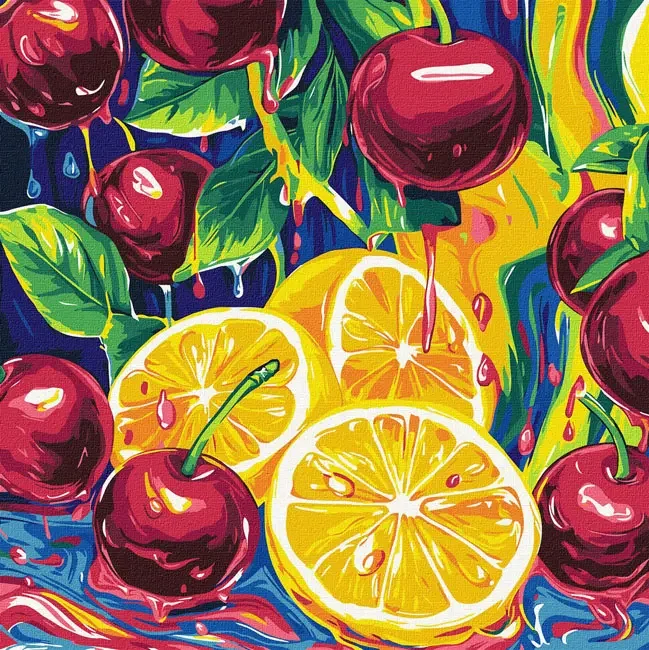 Картина за номерами 40*40 см "Соковита насолода з фарбами металік"