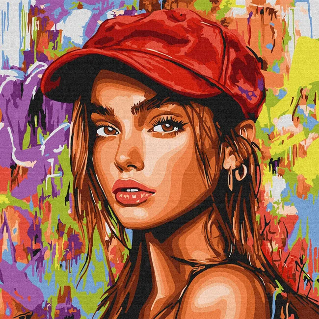 Картина за номерами 40*40 см "Сучасна Червона шапочка" акрил